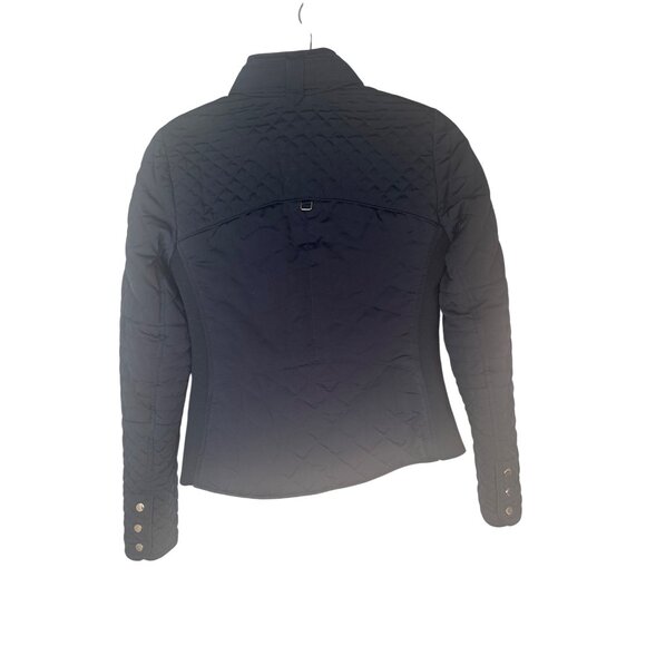 ZARA XS Quilted Navy Jacket Gold Zipper Pockets & Chain Detail - Picture 7 of 13